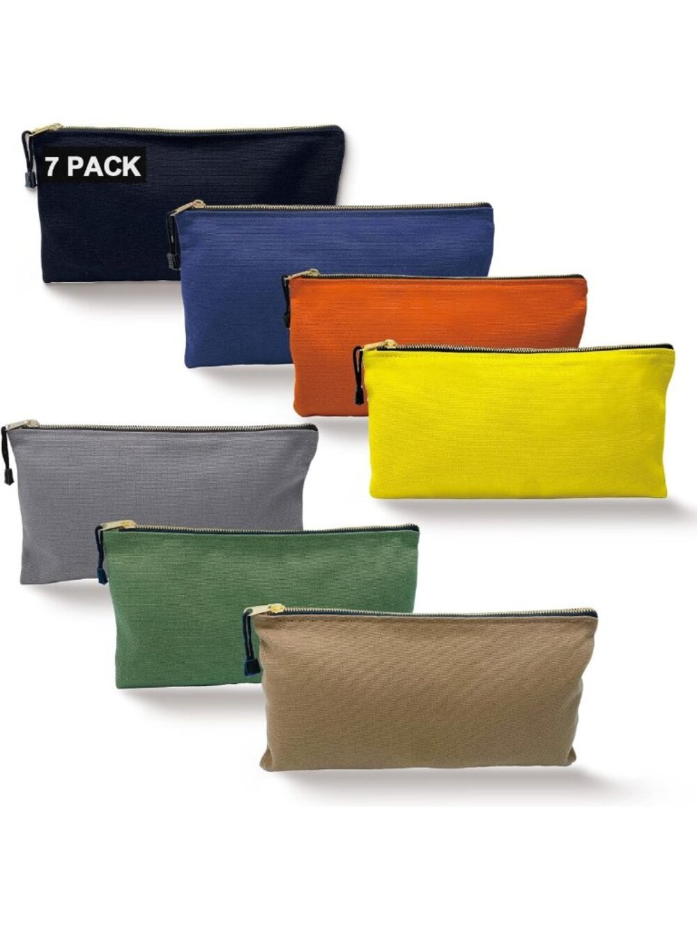 Heavy Duty Canvas Tool Bag Organizer Set - 7 Colorful Storage Pouches, 12.5” x 7